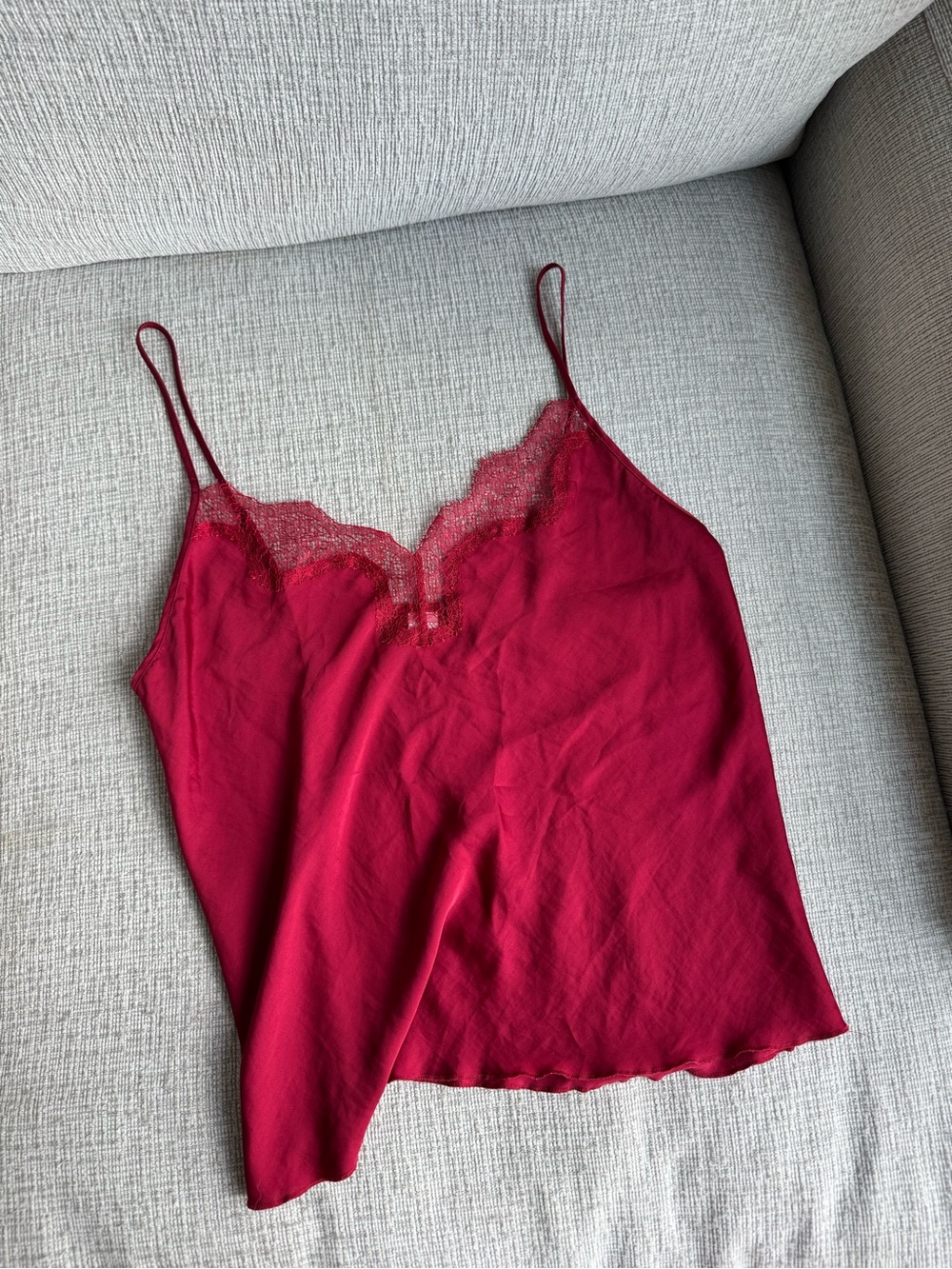 Victoria's Secret Satin Lace-Trim Cami in Deep Raspberry